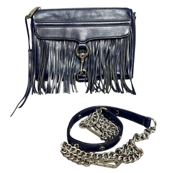 Rebecca Minkoff Handbags - Rebecca Minkoff Deep Navy Convertible Fringe Crossbody Clutch Mini M.A.C. Bag